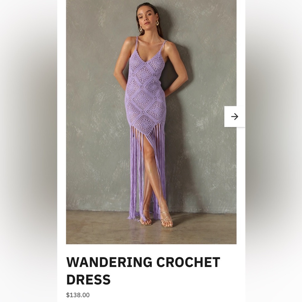 Line & Dot Purple Crochet High Low Dress